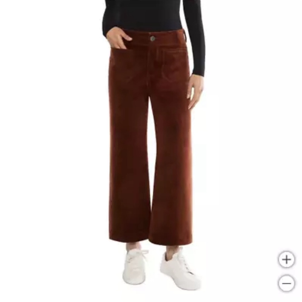 Matty M Womens Pants Red Corduroy Wide Leg Stretch  Ankle High-Rise